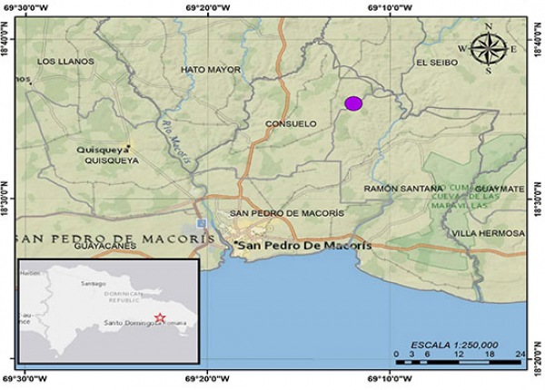 Sismo Magnitud 4.6 Localizado al Norte de Ramón Santana, San pedro de Macorís.